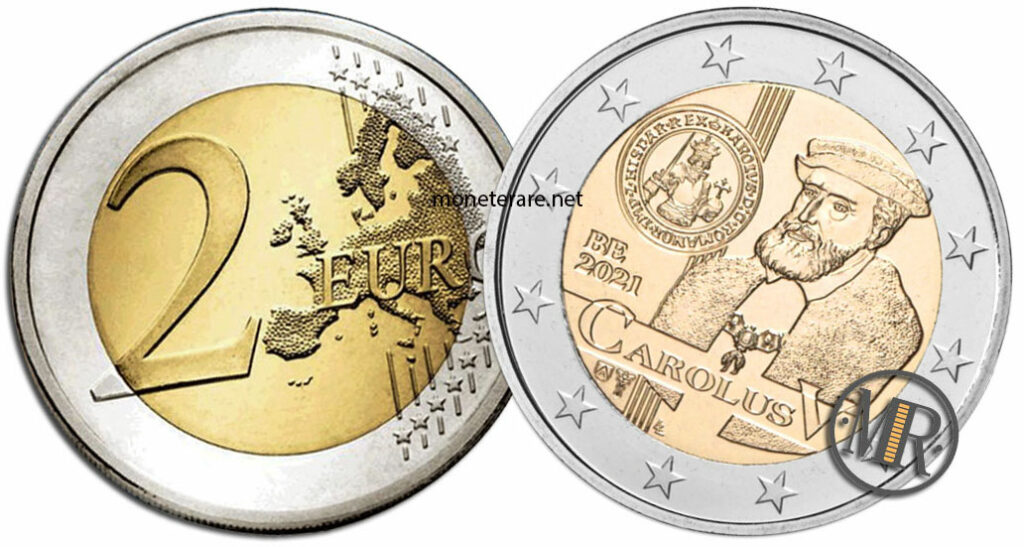 2 Euro Commemorativi Belgio 2021 Karlsgulden coniati sotto Carlo V