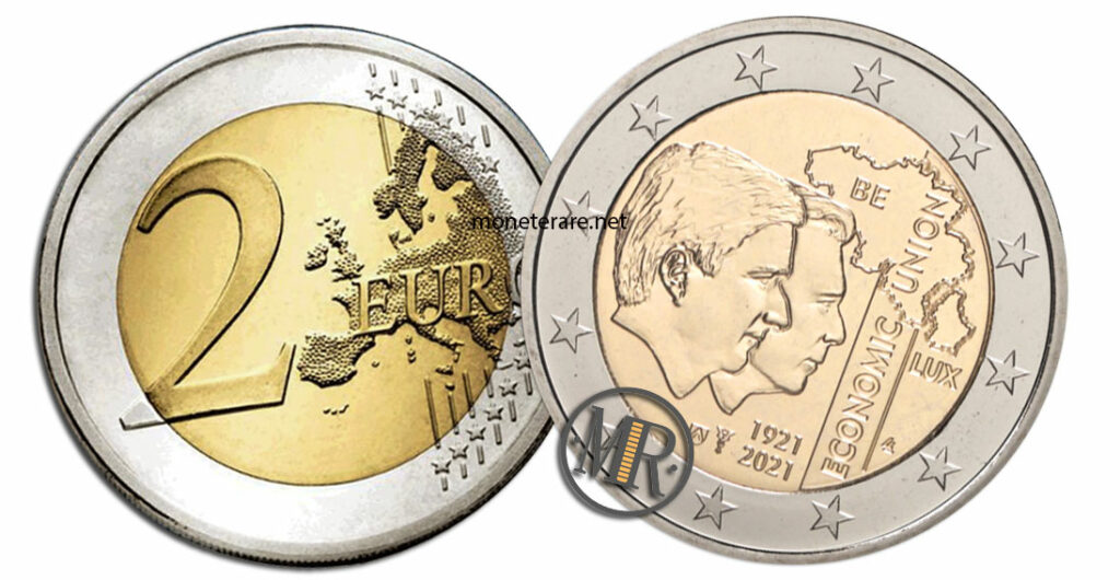 2 Euro Commemorativi Belgio 2021 Unione economica Belgio Lussemburgo